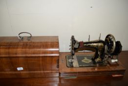 CASED HARRODIA PRIMA HAND CRANKED SEWING MACHINE BY HARRODS LTD, NO 310123