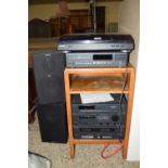 SONY HI-FI SYSTEM AND WOODEN CUPBOARD