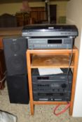 SONY HI-FI SYSTEM AND WOODEN CUPBOARD