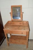 PINE WASH STAND TOGETHER WITH SMALL SWING MIRROR, WASH STAND WIDTH APPROX 68CM