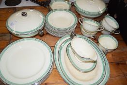 DINNER WARES BY SPODE IN THE ROYAL JASMINE PATTERN COMPRISING EIGHT DINNER PLATES, TWO SERVING