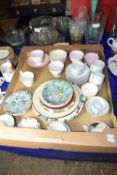 TRAY CONTAINING CERAMIC ITEMS, CUPS AND SAUCERS ETC