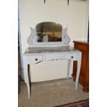 SMALL PAINTED MIRROR BACK DRESSING TABLE, WIDTH APPROX 91CM
