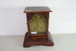 WOODEN MANTEL CLOCK WITH GILT DIAL