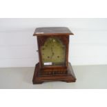 WOODEN MANTEL CLOCK WITH GILT DIAL