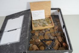 BOX CONTAINING COINAGE, MAINLY OLD PENNIES