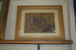 PENCIL DRAWING OF A HORSE AND CHILD, ATTRIBUTION ON REVERSE FOR THOMAS SMYTHE