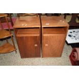 PAIR OF TEAK EFFECT BEDSIDE TABLES, EACH APPROX 34CM WIDE