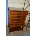 EDWARDIAN MAHOGANY MUSIC CABINET, WIDTH APPROX 52CM MAX