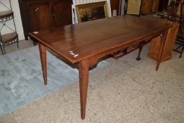 LARGE VARNISHED PINE RECTANGULAR DINING TABLE, APPROX 89 X 184CM