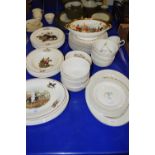 DINNER WARES, SERVING PLATES BY ROYAL DOULTON, HOTEL PORCELAIN, ALL DECORATED WITH HUNTING AND