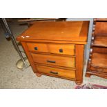 MODERN HARDWOOD EFFECT CHEST OF DRAWERS IN ORIENTAL STYLE, APPROX 71 X 46CM