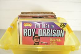 BOX CONTAINING LPS, POP MUSIC, ROY ORBISON ETC