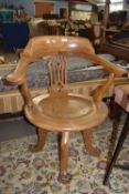 Oak captain's style chair, early 20th century, width approx 70cm