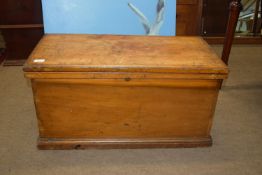 Blanket box or travelling trunk set with metal handles to ends, approx 79 x 39cm