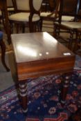 Victorian mahogany table commode with ring turned legs, approx 52 x 33cm
