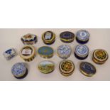 Group of 14 patch boxes, some by Spode and other makers, mainly English and French, some also