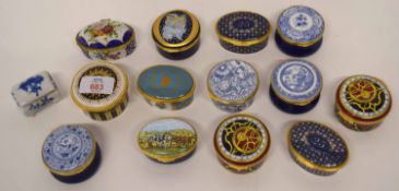 Group of 14 patch boxes, some by Spode and other makers, mainly English and French, some also