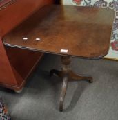 19th century mahogany tilt top rectangular table, approx 68 x 77cm