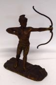 Bronzed metal figure of a Roman archer