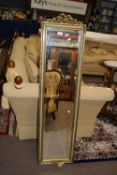 Full length wall mirror, with gilt painted surround, frame size approx 35.5 x 137cm max