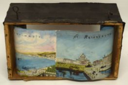 Victorian picture scroll depicting various Continental scenes, 29cm wide