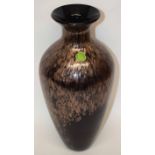 Swedish Art Glass vase with brown colours and iridescent glaze, Art Glass sticker to side, 43cm