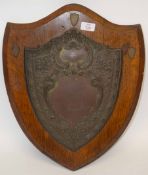 Oak shield with metal trophy inscribed "Cumbrae Water Wage Annual Competition 1903", the shield