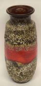 West German type pottery vase with a stippled grey ground and red design, 43cm high