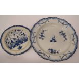 Two late 18th century pearl ware plates with floral designs