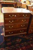 19th century mahogany low chest of four drawers, raised on bracket feet, width approx 68cm max