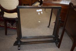 19th century stained oak swing mirror, raised on cruciform stand, width approx 90cm max