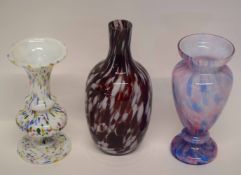 Three pieces of Art Glass with various designs and colours