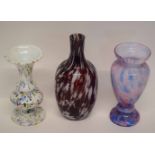 Three pieces of Art Glass with various designs and colours