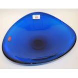 Murano blue glass shaped bowl, 30cm diam