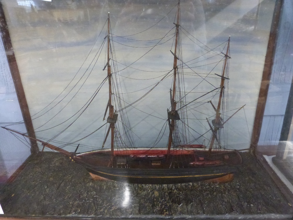 Cased C19th Model Ship - Image 3 of 4