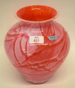 Murano vase of baluster shape, the orange ground with a white design