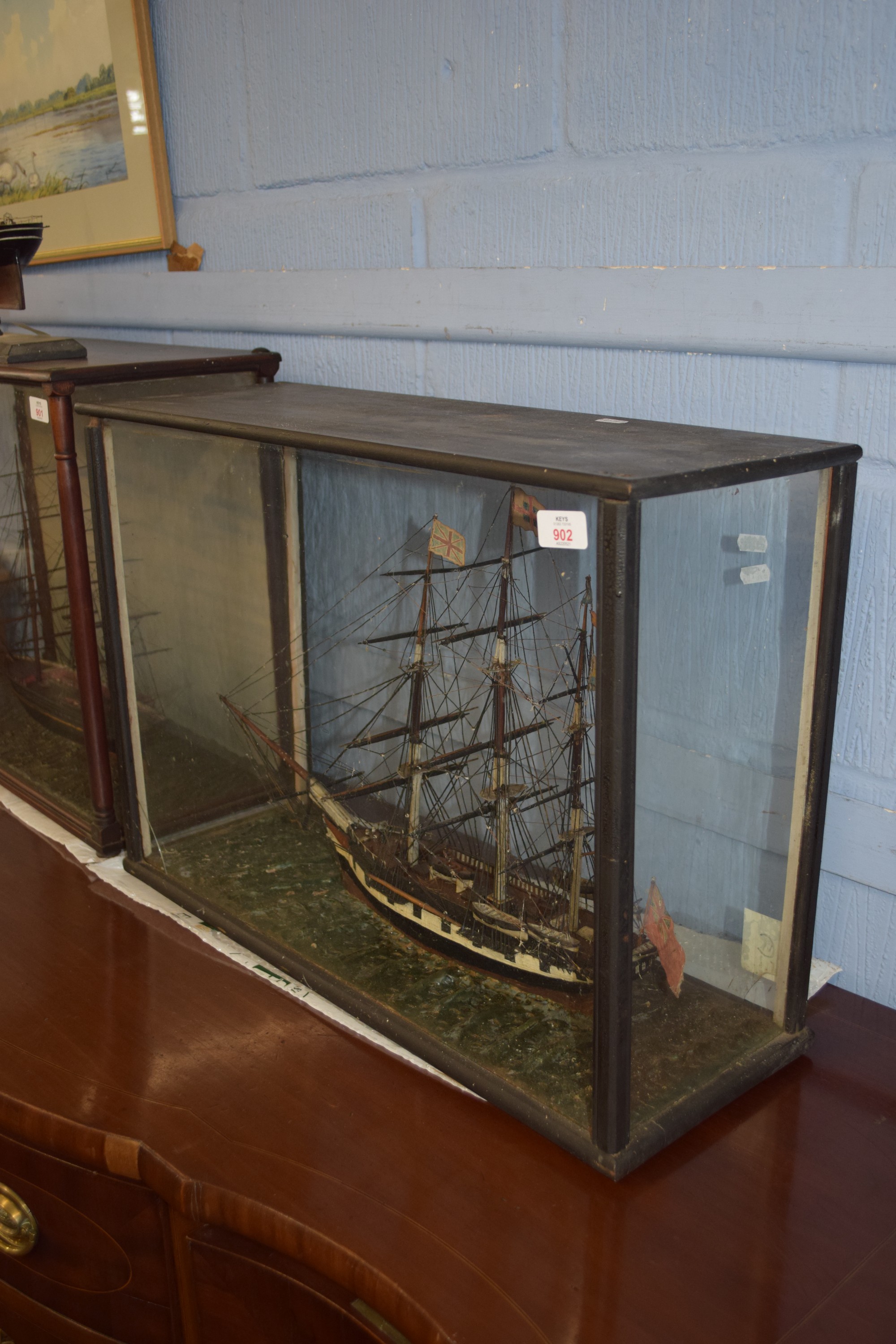 Cased C19th Model Ship - Image 2 of 2