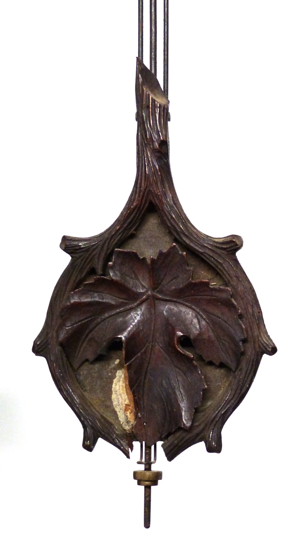 Black Forest cuckoo clock decorated with leaves and grapes with cone shaped weights with the hands - Image 10 of 15