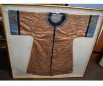 Chinese silk and embroidered jacket, in gilt frame