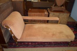 Mahogany framed chaise longue with galleried back, length approx 175cm