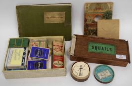 Boxed wooden game of Squails with instructions plus booklet with flags and other items