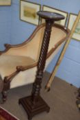 19th century mahogany torchere with spiral turned column height approx 118cm