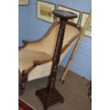 19th century mahogany torchere with spiral turned column height approx 118cm