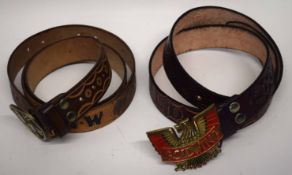 Wild West style pair of leather belts with inscription (2)