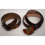 Wild West style pair of leather belts with inscription (2)