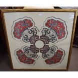 Large piece of Chinese silk and embroidery in gilt frame