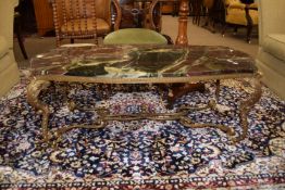 An impressive marble topped gilt metal coffee table, approx 116 x 56cm