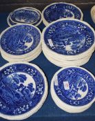 Quantity of dinner wares by Copeland in the Spode's Tower pattern, all with typical blue and white