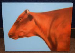 Luke Morgan, Cow study, oil on canvas, signed and dated 04 verso, 30 x 40cm